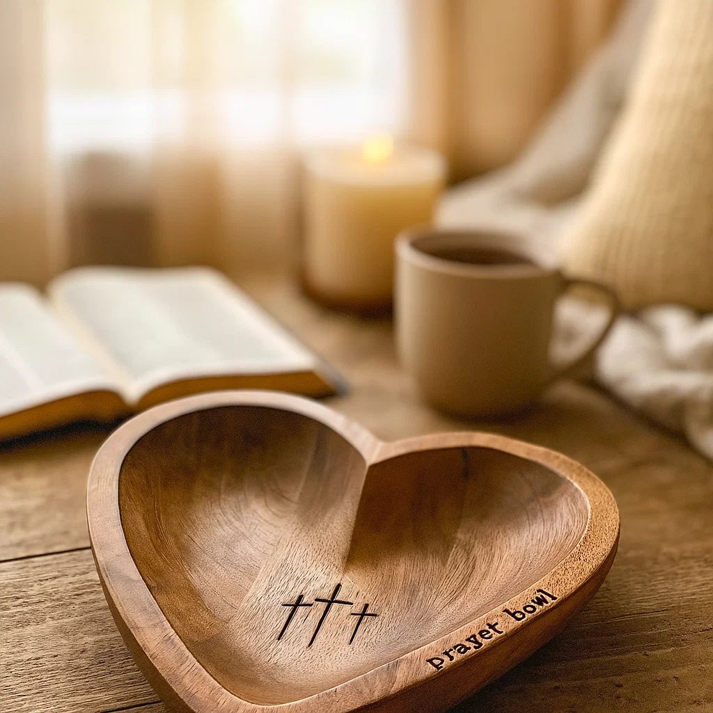 Heart of Prayer Handcrafted Wooden Prayer Bowl