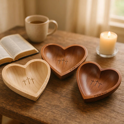 Heart of Prayer Handcrafted Wooden Prayer Bowl